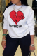 White Casual Daily Print Patchwork Letter O Neck Tops