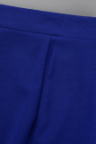 Blue Fashion Casual Patchwork Contrast Skinny High Waist Skirt