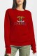 Red Street Print Letter O Neck Tops