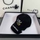 Black Casual Letter Character Embroidered Hat