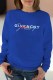 Blue Street Print Letter O Neck Tops