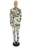 Green Sexy Camouflage Print Patchwork O Neck Skinny Jumpsuits