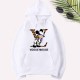 White Casual Character Print Letter Hooded Collar Tops