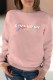 Pink Street Print Letter O Neck Tops