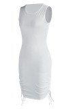White Sexy Casual Solid Bandage O Neck Vest Dress