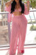 Pink Sexy Solid Patchwork Buckle Fold Turndown Collar Long Sleeve Three Pieces