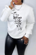 White Street Vintage Print Patchwork Letter O Neck Tops