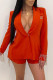 Red Elegant Letter Tassel Turn-back Collar Long Sleeve Two Pieces