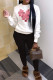 White Casual Print Patchwork O Neck Long Sleeve Two Pieces