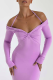 Purple Sexy Solid Patchwork Halter Pencil Skirt Dresses