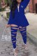 Blue Elegant Letter Ripped Turn-back Collar Long Sleeve Two Pieces