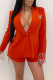 Red Elegant Letter Tassel Turn-back Collar Long Sleeve Two Pieces