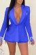 Blue Elegant Letter Tassel Turn-back Collar Long Sleeve Two Pieces