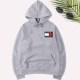 Grey Casual Print Letter Hooded Collar Tops