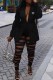 Black Elegant Letter Ripped Turn-back Collar Long Sleeve Two Pieces