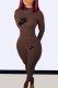 Coffee Casual Print Letter O Neck Long Sleeve Two Pieces