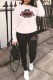 White Street Print Letter O Neck Long Sleeve Two Pieces