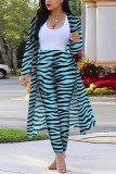 Red Fashion Casual Zebra Print Long Sleeve Two-Piece Suit