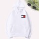 White Casual Print Letter Hooded Collar Tops