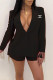 Black Elegant Letter Tassel Turn-back Collar Long Sleeve Two Pieces