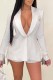 White Elegant Letter Tassel Turn-back Collar Long Sleeve Two Pieces