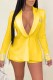 Yellow Elegant Letter Tassel Turn-back Collar Long Sleeve Two Pieces