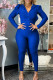 Blue Casual Sportswear Solid Patchwork Fold Hooded Collar Long Sleeve Two Pieces