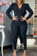 Black Casual Sportswear Solid Patchwork Fold Hooded Collar Long Sleeve Two Pieces