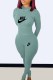 Light Green Casual Print Letter O Neck Long Sleeve Two Pieces