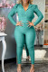 Lake Green Casual Sportswear Solid Patchwork Fold Hooded Collar Long Sleeve Two Pieces