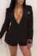 Black Elegant Letter Tassel Turn-back Collar Long Sleeve Two Pieces