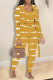 Yellow Casual Print Camouflage Print Patchwork Three Pieces