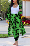 Red Fashion Casual Zebra Print Long Sleeve Two-Piece Suit