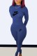 Blue Casual Print Letter O Neck Long Sleeve Two Pieces