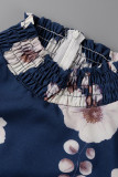 Pink Elegant Print Patchwork O Neck A Line Dresses