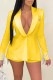 Yellow Elegant Letter Tassel Turn-back Collar Long Sleeve Two Pieces