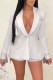 White Elegant Letter Tassel Turn-back Collar Long Sleeve Two Pieces