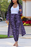 Red Fashion Casual Zebra Print Long Sleeve Two-Piece Suit