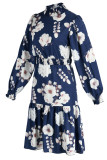 Pink Elegant Print Patchwork O Neck A Line Dresses