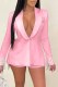 Pink Elegant Letter Tassel Turn-back Collar Long Sleeve Two Pieces