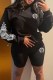 Black Street Print Letter O Neck Long Sleeve Two Pieces