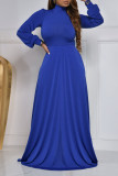 Red Casual Elegant Solid Patchwork Turtleneck Long Sleeve Dresses