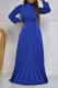 Blue Casual Elegant Solid Patchwork Turtleneck Long Sleeve Dresses