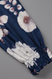 Pink Elegant Print Patchwork O Neck A Line Dresses