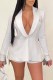 White Elegant Letter Tassel Turn-back Collar Long Sleeve Two Pieces