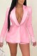 Pink Elegant Letter Tassel Turn-back Collar Long Sleeve Two Pieces