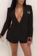Black Elegant Letter Tassel Turn-back Collar Long Sleeve Two Pieces