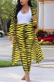 Red Fashion Casual Zebra Print Long Sleeve Two-Piece Suit