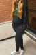 Black Casual Print Patchwork O Neck Long Sleeve Two Pieces
