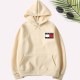 Apricot Casual Print Letter Hooded Collar Tops